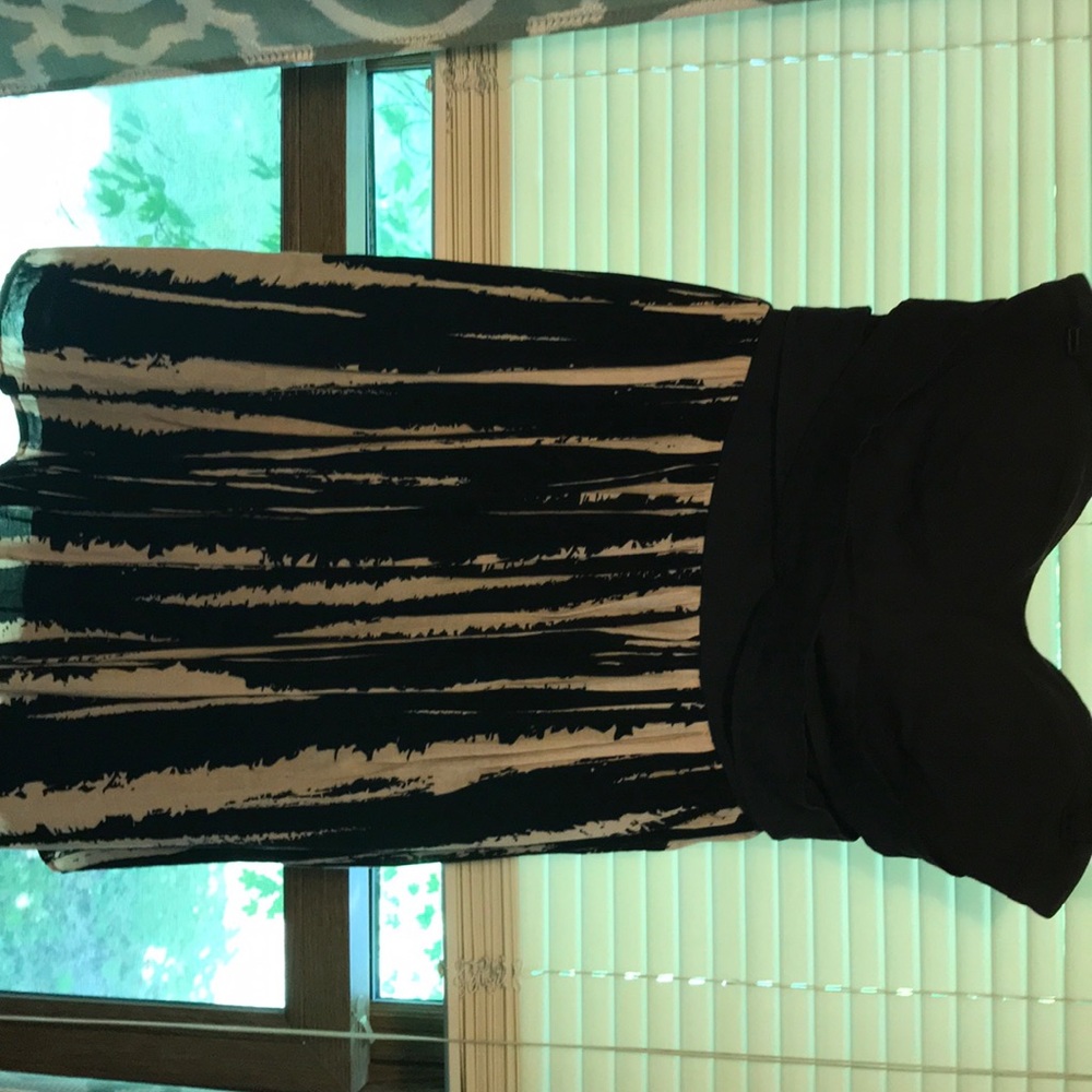 Black and Tan strapless dress